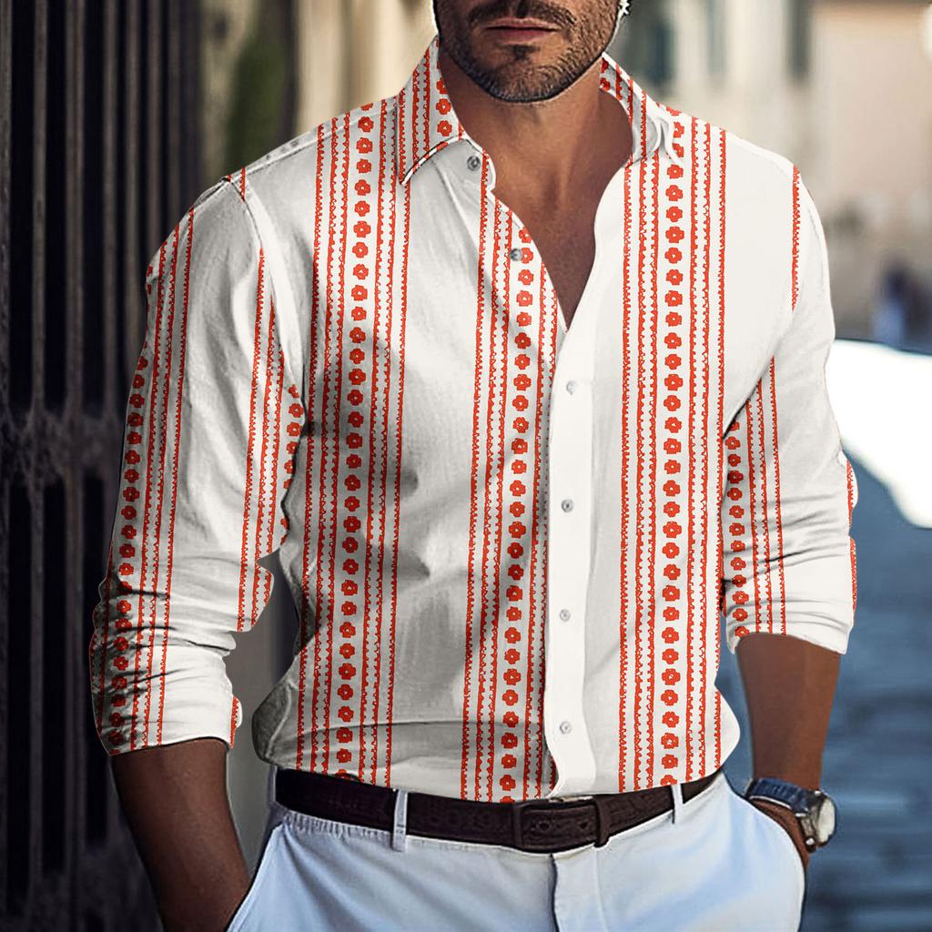 Мужская летняя новая свободная рубашка с длинным рукавом с принтом, кардиган, пляжная рубашка