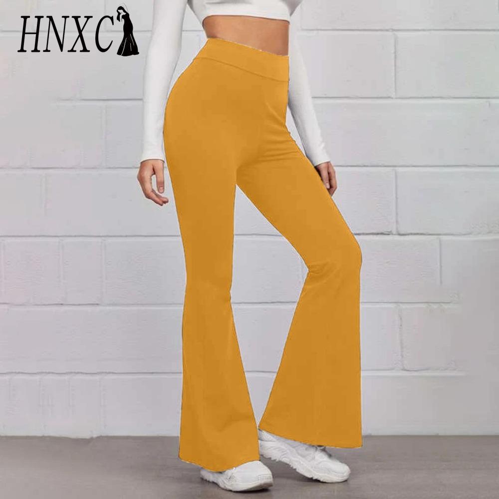 HNXC 14 цветов Женские брюки с эластичной талией и высокой посадкой Дамские однотонные спортивные расклешенные брюки Уличная одежда