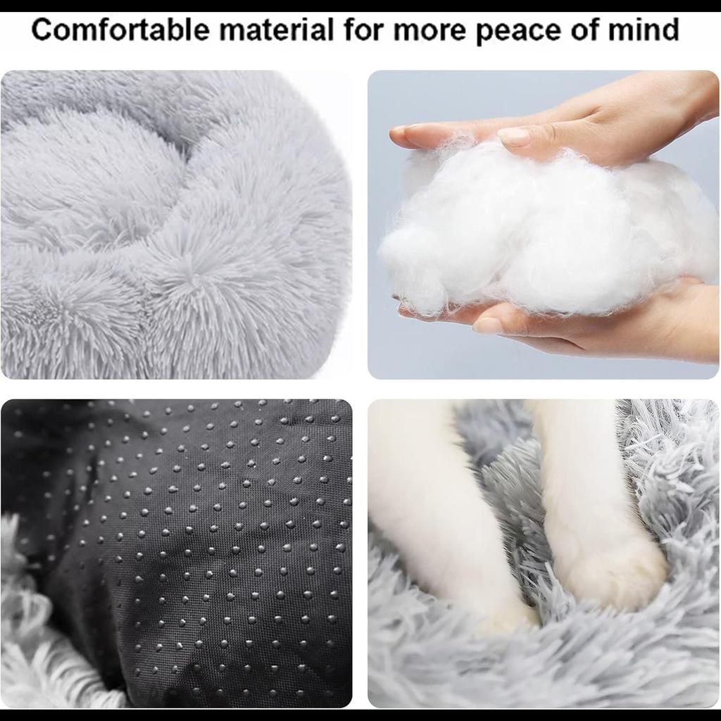 Лежанки для кошек для домашних кошек, 15,7/20/24 дюйма лежанка для собак для маленьких средних больших собак, моющаяся круглая лежанка для щенков и котят с нескользящим дном