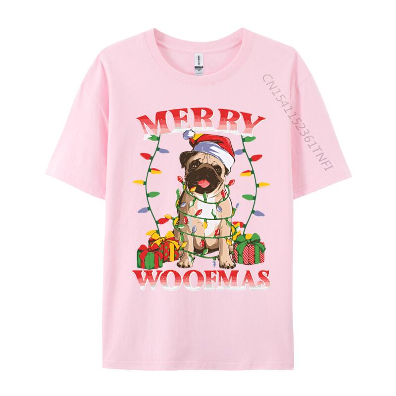 New Tshirt Merry Woofmas Christmas Santa Pug T Shirts Graphic New Trend Tops Mens Clothing Plus Size