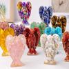 Natural Stone Angel Figurine Positive Healing Energy Hand-carved Colorful Faux Crystal Winged Guardian Angel Statue Home Office Desktop Decoration