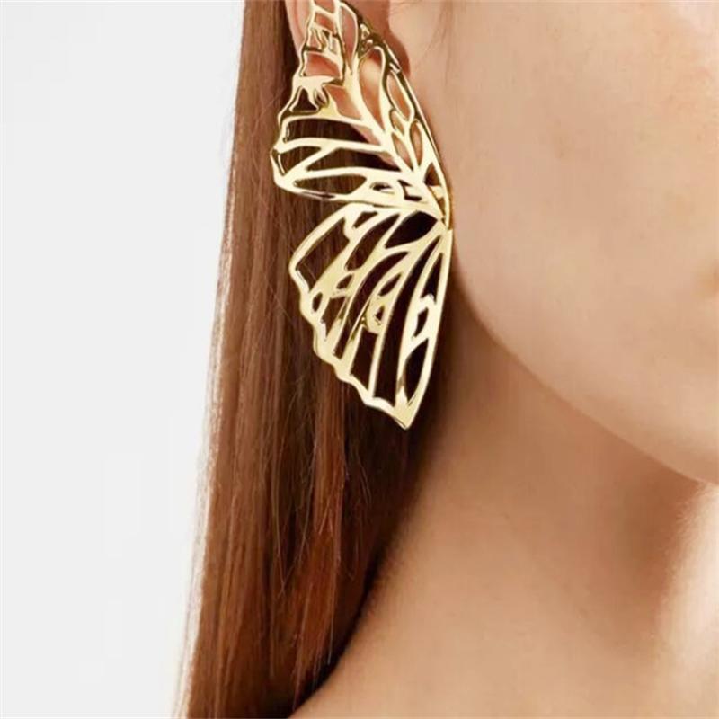 Exaggerated Fashion Hollowed Out Butterfly Wings Stud Earrings for Women Girl Gift Jewelry Wholesale