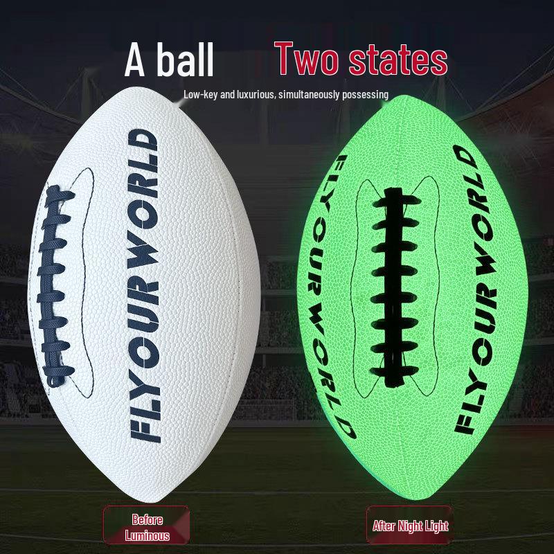 American-Style Luminous Glowing PU Football, Machine Sewn, Non-Slip, Sizes 6 & 9, Training Football.