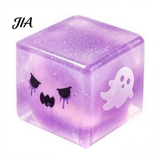Ghost Stress Toy Halloween Cube Sensory Toy, Anxiety Relief Squeeze Slow Rising Glitter Pinch for Kids Adults Themed