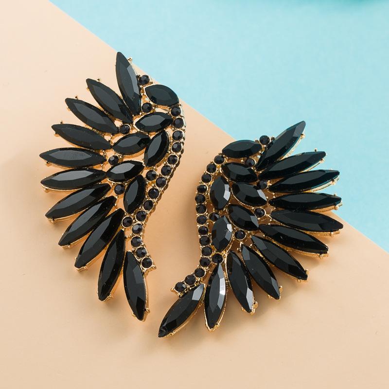 Женские серьги-гвоздики для тяжелой промышленности, преувеличенные веерообразные богемные серьги с крыльями и стразами