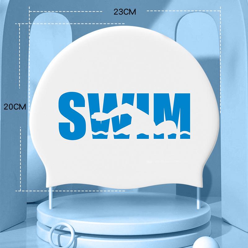 Большие силиконовые шапочки для плавания с принтом, удобные длинные шапочки для защиты ушей, шапочки для плавания, аксессуары для бассейна