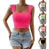Women's Fashionable Solid Color Square Neck Tight Fitting Short Tank Top With Exposed Navel