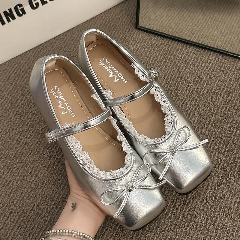 Туфли-лодочки с бантом, элегантный темперамент, Мэри Джейн, нежный вечерний бриз, летние, на мягкой подошве, французские балетки премиум-класса