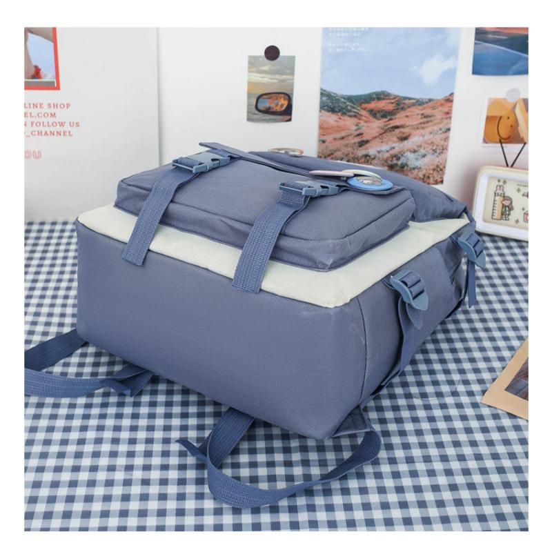 4pcs Primary School Backpack Secondary School Backpack Men's Women's 4-piece Set Solid Color Large Capacity Waterproof Casual Fashionable Backpack