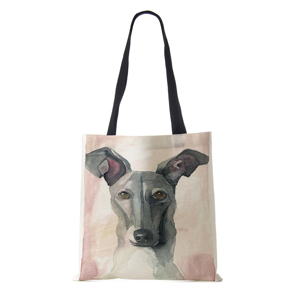 Женская сумка Холщовые сумки с принтом собаки Повседневные дорожные пляжные подарочные сумки KTY