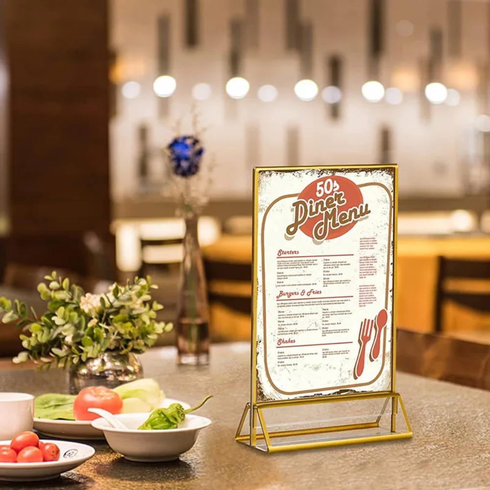 with Base Label Holder DIY Menu Card Rack Acrylic Golden Sign Holder  Anniversary Celebration