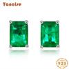Ювелирные изделия из стерлингового серебра S925, серьги с синтетическим изумрудом, ювелирные изделия, синтетические аксессуары.