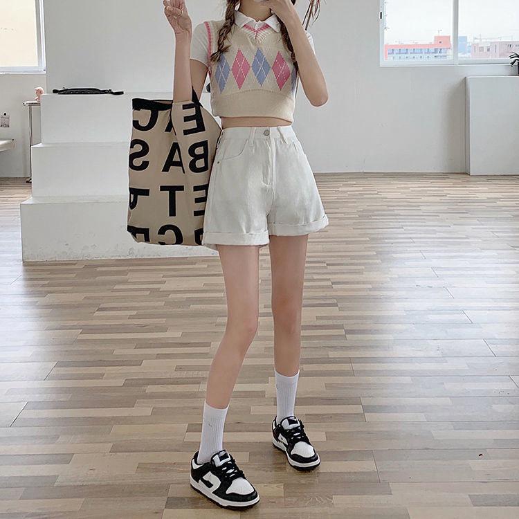 Женские джинсовые шорты с высокой посадкой в корейском стиле с широкими штанинами - тренд лета 2021