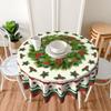Christmas Red Round TableCloth Christmas Table Decor Santa Claus Snowman Pattern Reusable Tablecloth Xmas Decoration