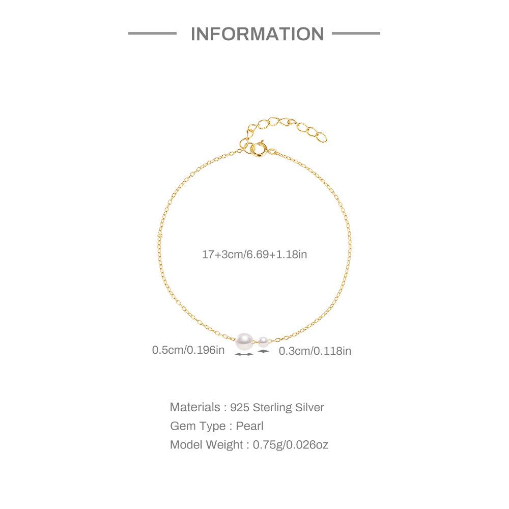 S925 стерлингового серебра скользящий браслет женский Ins Wind Niche High Sense нестандартный размер жемчужный браслет браслет