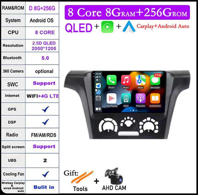 9-дюймовый экран для Mitsubishi Outlander 1 2002-2008 Android 14 автомобильный радиоприемник мультимедийный проигрыватель 4G GPS WIFI IPS сенсорный экран DSP стерео