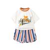Stylish Boys Summer Outfit Set With Colorful Striped Short Sleeve T-shirt And Shorts For Kids Aged 3 To 8 Years