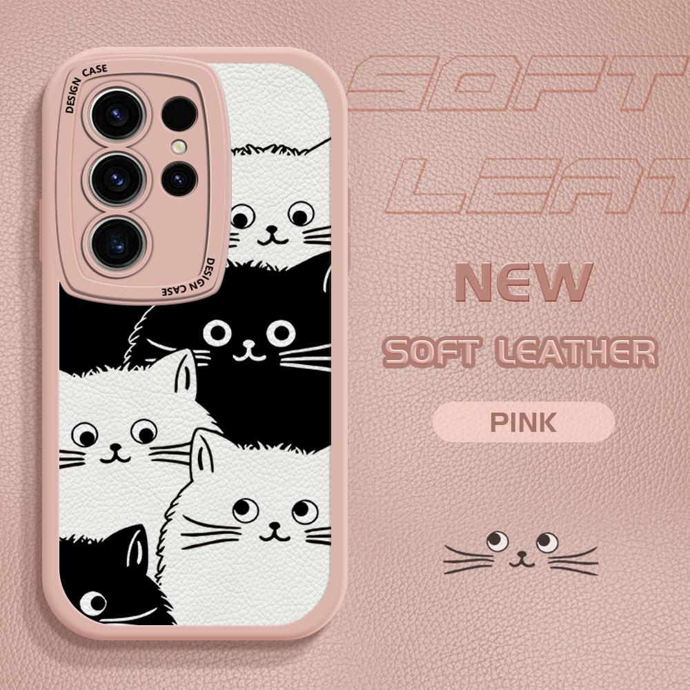 Чехол для телефона из искусственной кожи с рисунком черно-белых кошек для Infinix Vivo OPPO Reno Realme Huawei Nova, тонкий чехол для смартфона с ощущением кожи