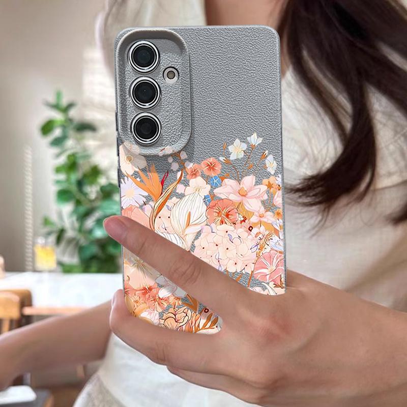 Чехол с цветами гортензии и пиона для Samsung S26 S25 S24 Ultra S23 S22 S21 FE A15 A16 A17 A26 A35 A36 A37 A54 A55 A56 A57 5G, силиконовый чехол с текстурой кожи