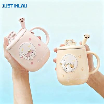 Мультяшные кружки с крышкой и носиком Креативная кружка с кошкой Керамическая чашка Домашняя кофейная кружка Персональная посуда для напитков Офисные кружки