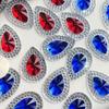 50pcs Deep Blue/scarlet 13*18mm Teardrop-shaped Resin Rhinestones with Flat Backs, Suitable for Jewelry Crafting DIY Decorations