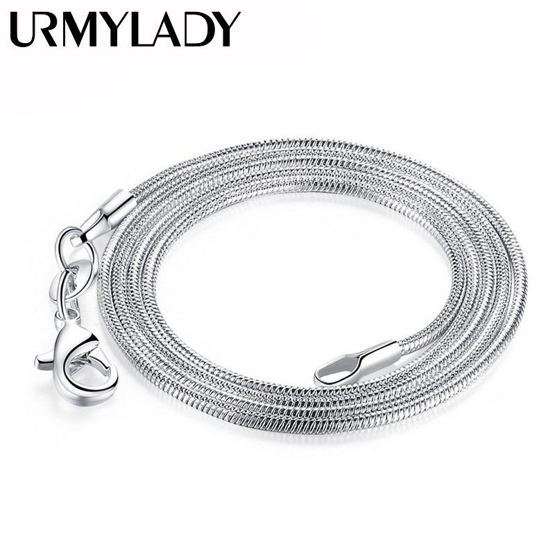 URMYLADY Серебро 925 пробы, 5 шт./лот, 16/18/20/22/24/26/28/30 дюймов, 1 мм, цепочка в виде змеи для женщин и мужчин, модные ювелирные изделия, подарок
