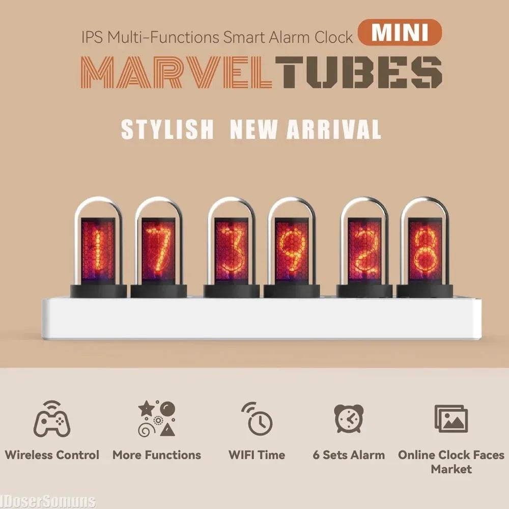 WIFI Mini IPS Nixie Tube Будильник с цветной подсветкой RGB Украшение игровой комнаты Настольные украшения