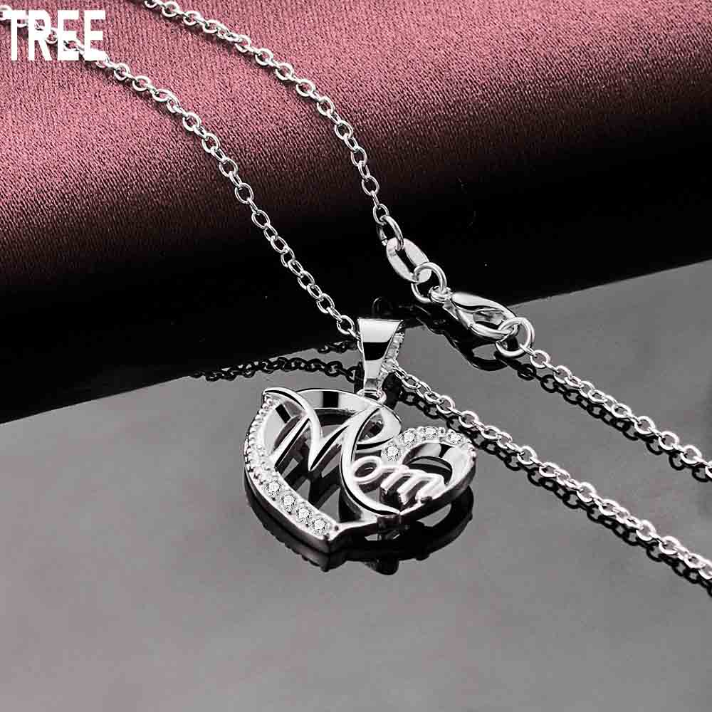 Ожерелье с подвеской в виде сердца матери из стерлингового серебра 925 пробы с цирконием AAA, модные свадебные украшения