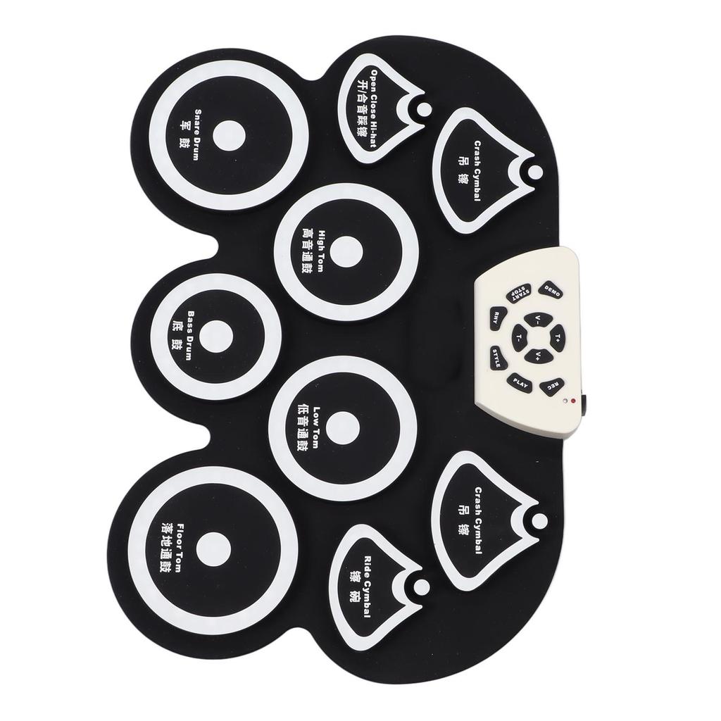 Детская электронная барабанная установка, водонепроницаемый мягкий силиконовый рулонный барабанный коврик с педалью