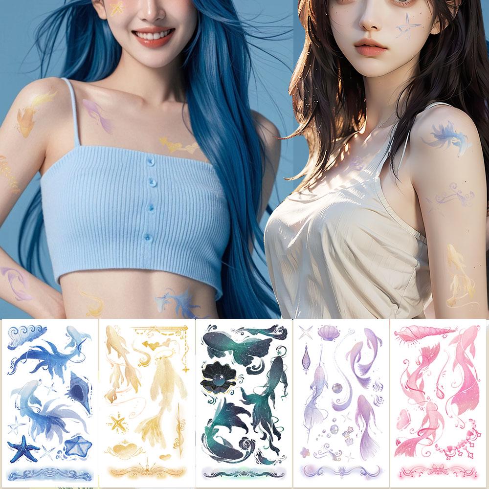 10 листов красочных наклеек-татуировок с изображением карпа для рук, тела, рук, временных поддельных водонепроницаемых наклеек для татуировок, подарки для студентов