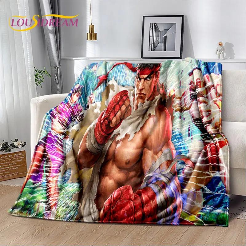Ретро Игровой Street Fighter Геймер Мягкое Плюшевое Одеяло, Фланелевое Одеяло Плед для Гостиной Спальни Кровати Дивана Пикника Покрытие