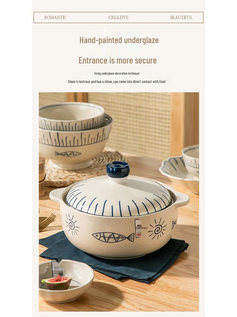 Japanese Ceramic Tableware Set: Rice Bowls, Plates, & Dishes for Restaurant Use