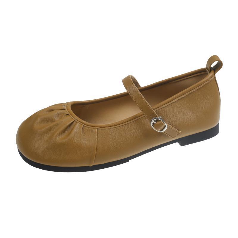 Мягкая подошва с неглубоким горлом и юбкой, одинарные туфли женские 2025 года, весна-осень, новые французские туфли Мэри Джейн, маленькие кожаные туфли, плоские туфли