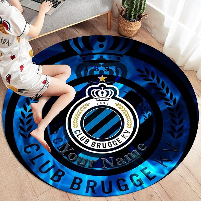 Club Brugge KV Custom Name Round Area Rug,Carpet Rug for Living Room Bedroom Sofa Playroom Decor,Non-slip Floor Mat
