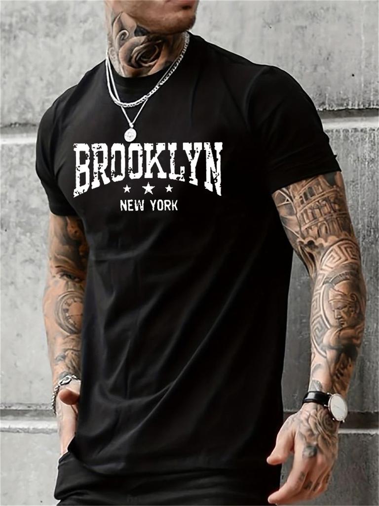 Мужская повседневная летняя футболка с принтом 'New York Brooklyn', с круглым вырезом, удобная, с коротким рукавом