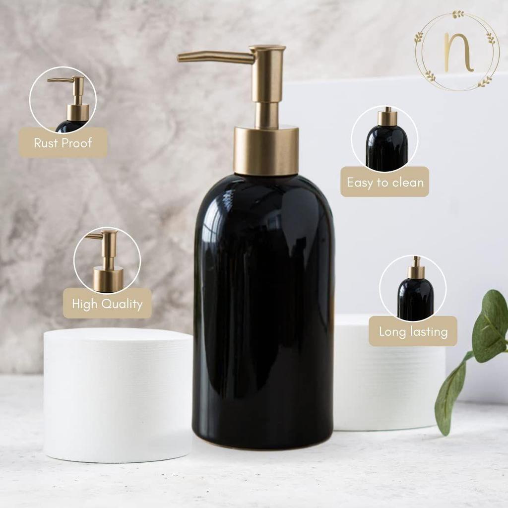 Керамический дозатор жидкого мыла для ванной (420 мл) - Бутылка-дозатор для мытья рук с помпой для кухни - Дозатор мыла для раковины