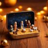Miniature Christmas Nativity Set In A Tin Box Handcrafted Pocket Nativity Scene Gift Small Religiou Holy Family Ornament for Desk Shelf Travel Decor