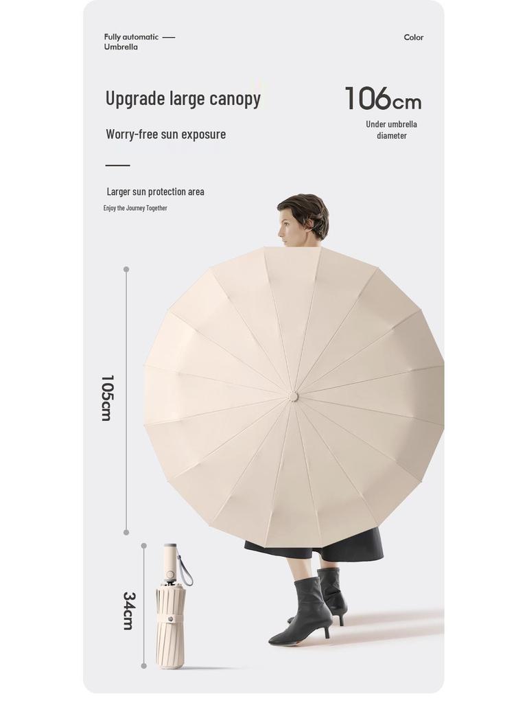 Dual-Use Extra-Large Folding Umbrella: Anti-UV, Rain or Shine, For Two