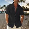 Men's Linen Shirts Short Sleeve Button Up Turn Down Collar Casual Summer Home Daily Shirts