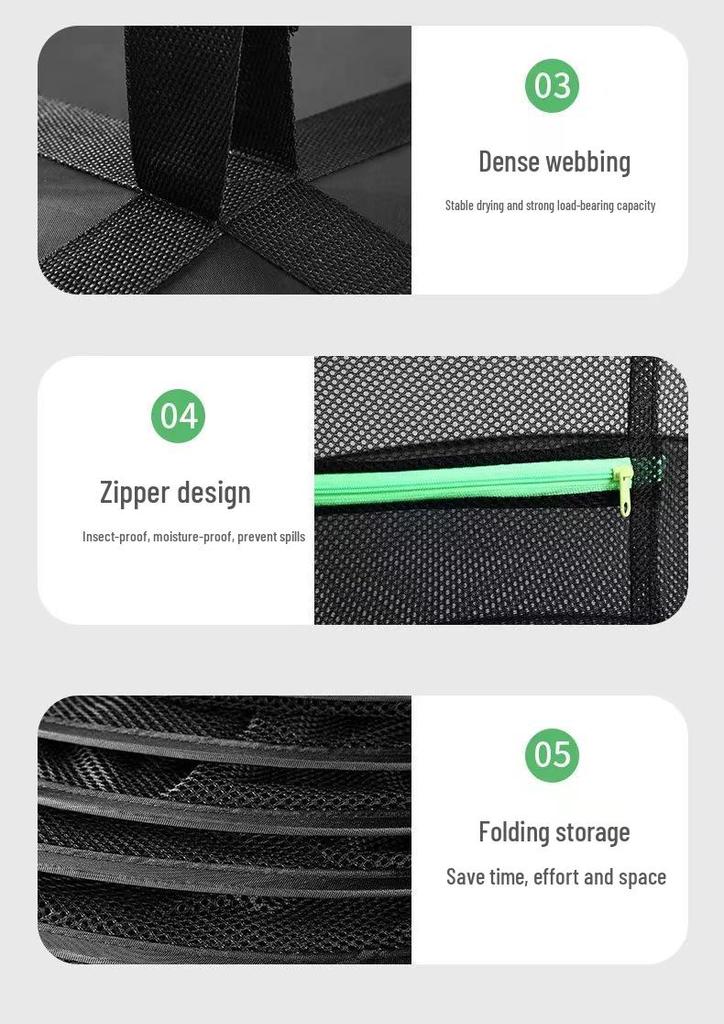 Foldable Multi-layer Drying Net with Zipper Closure for Medicinal Herbs and Plants