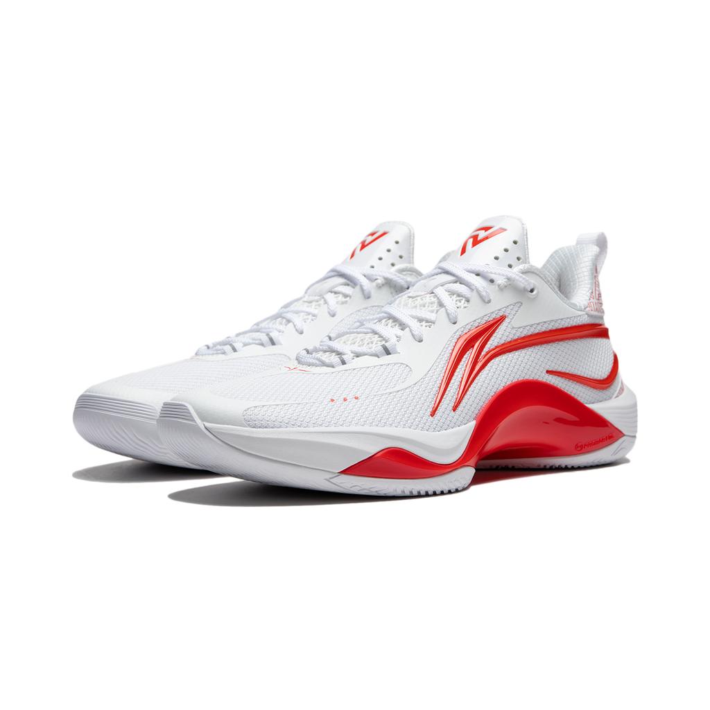 Баскетбольные кроссовки Li Ning Flashing FVV PE, удобные, универсальные, амортизирующие, нескользящие, легкие, с низким верхом, с отскоком, мужские, белые, красные, ABPU001-9
