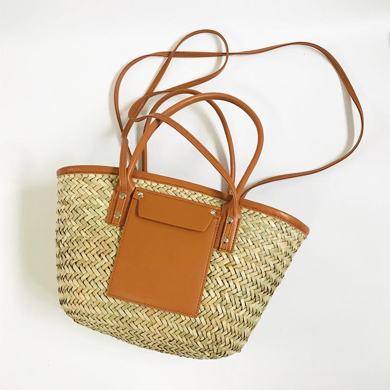 Laizhou Straw Woven Open Tote Bag - Women's Handbag & Shoulder Bag