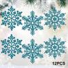12Pcs White Glitter Raw Pulp Plastics Paper Snowflake Ornaments Christmas Venue Decoration Xmas Tree Pendant Home Winter Parties 7
