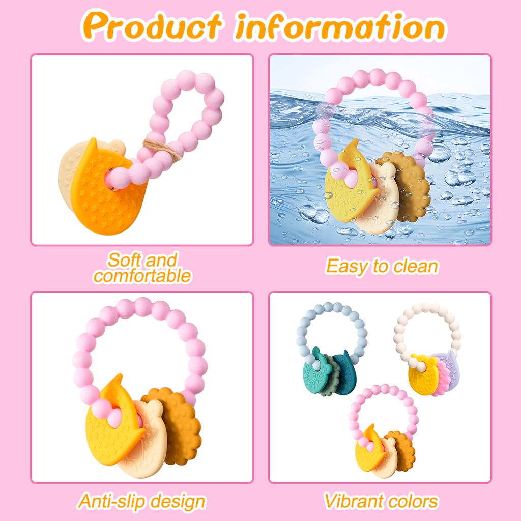 Цветной детский силиконовый прорезыватель для зубов, детская игрушка, жевательная игрушка в виде мультяшного животного, детские игрушки, прорезыватели для зубов, браслеты без содержания бисфенола А, детские аксессуары
