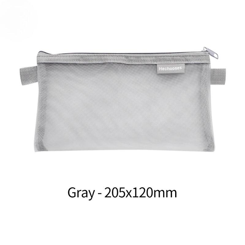 1 PCS Creative Mesh Transparent Cute Square Oval Portable Pen Pencil Pouch Bag School Office Supply Stationery Case Storage Bag