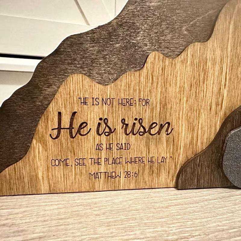 Empty Tomb Easter Decor Wooden Ornaments Resurrection Scene And Crosses Wooden Decoration Set Tomb Easter Tray Bundle Kit
