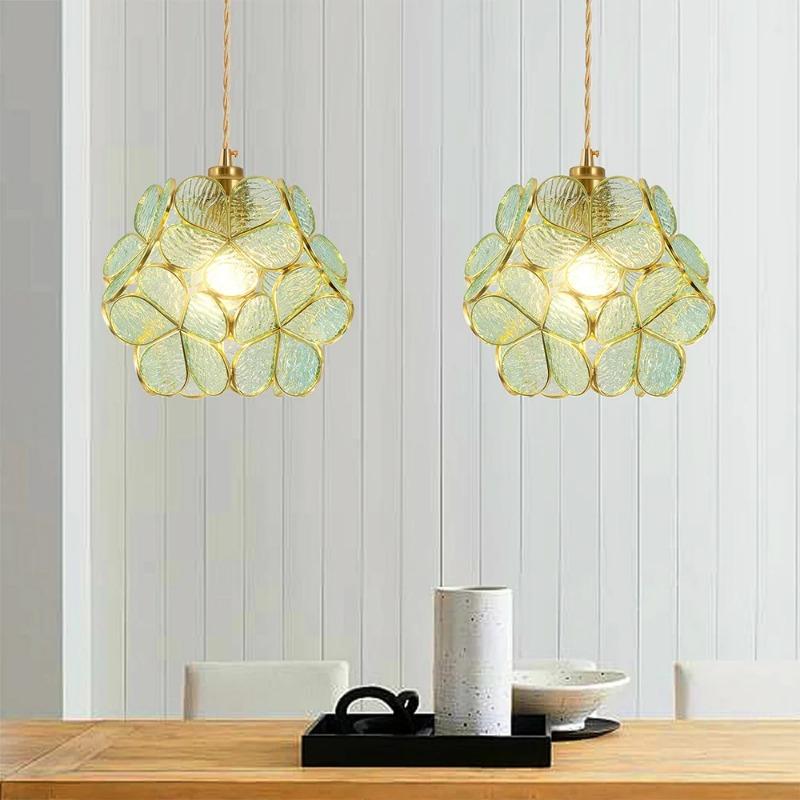 Стеклянные подвесные светильники Светодиодный потолочный светильник Домашний декор Люстра Подвесной цветочный фонарь Подвесные люстры Светильник кухонный остров