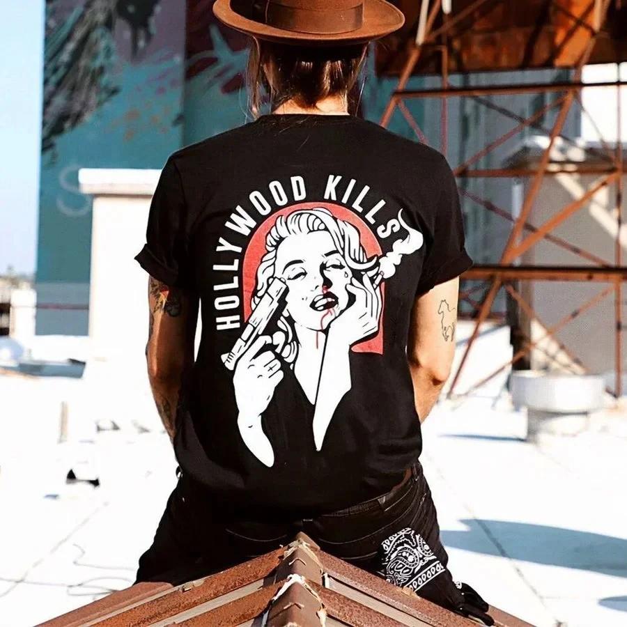 Punk Rock Skull Tshirt Fashion Tough Guy T Shirt Harajuku Heavy Metal Rock Tops Summer Street Hip-Hop Tee Ropa Hombre