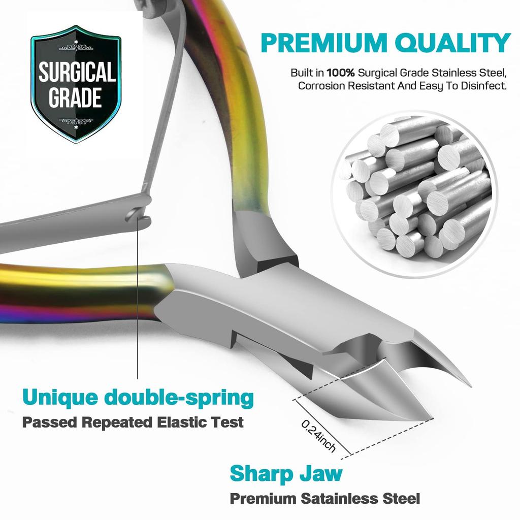 RONAVO Cuticle Professional Stainless Steel Cuticle Scissors for and Includes Cuticle Pusher Trimmer, Manicure, Pedicure, Fingernails,