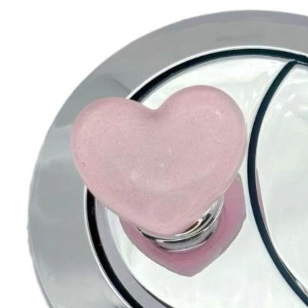 Heart Shape Toilet Press Glitter Water Press Flush Button Fashion Toilet Button Women
